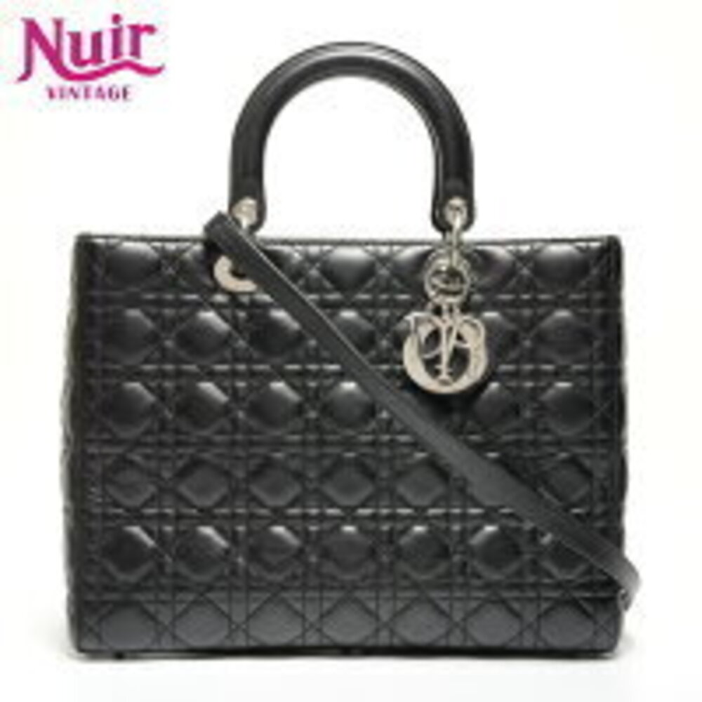 Christian Dior Lady Cannage Stitch Handbag Black